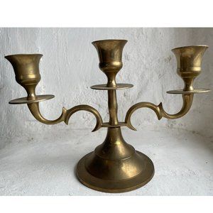 Vintage Brass Candelabra 3 Arms 8" Candle Stick Holder